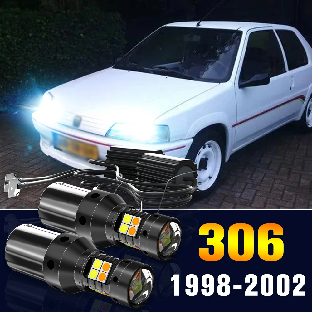 

2pcs LED Dual Mode Turn Signal+Daytime Running Light DRL Lamp For Peugeot 306 1998-2002 1999 2000 2001 Accessories