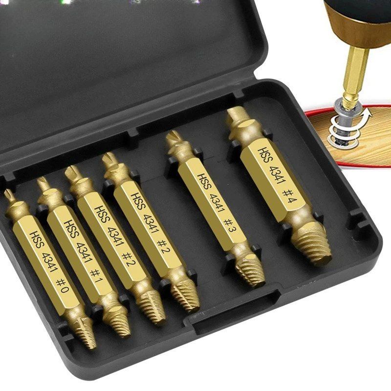 

6PCS Damaged Screw Extractor Double Head Screw Slide Tooth Removal Great for Stripped Broken Stuck Head Screw Extractor HSS