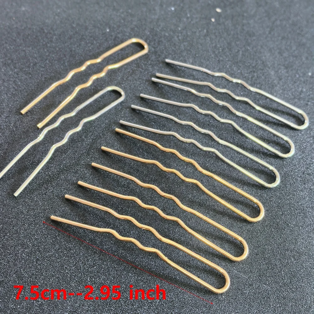 Image of 5 Stück U-förmige Haarnadeln für Hochzeitsfrisuren, Metall-Haargabeln für Duttfrisuren, rutschfeste Haarstäbchen, Hochzeits-Braut-Haarnadeln
