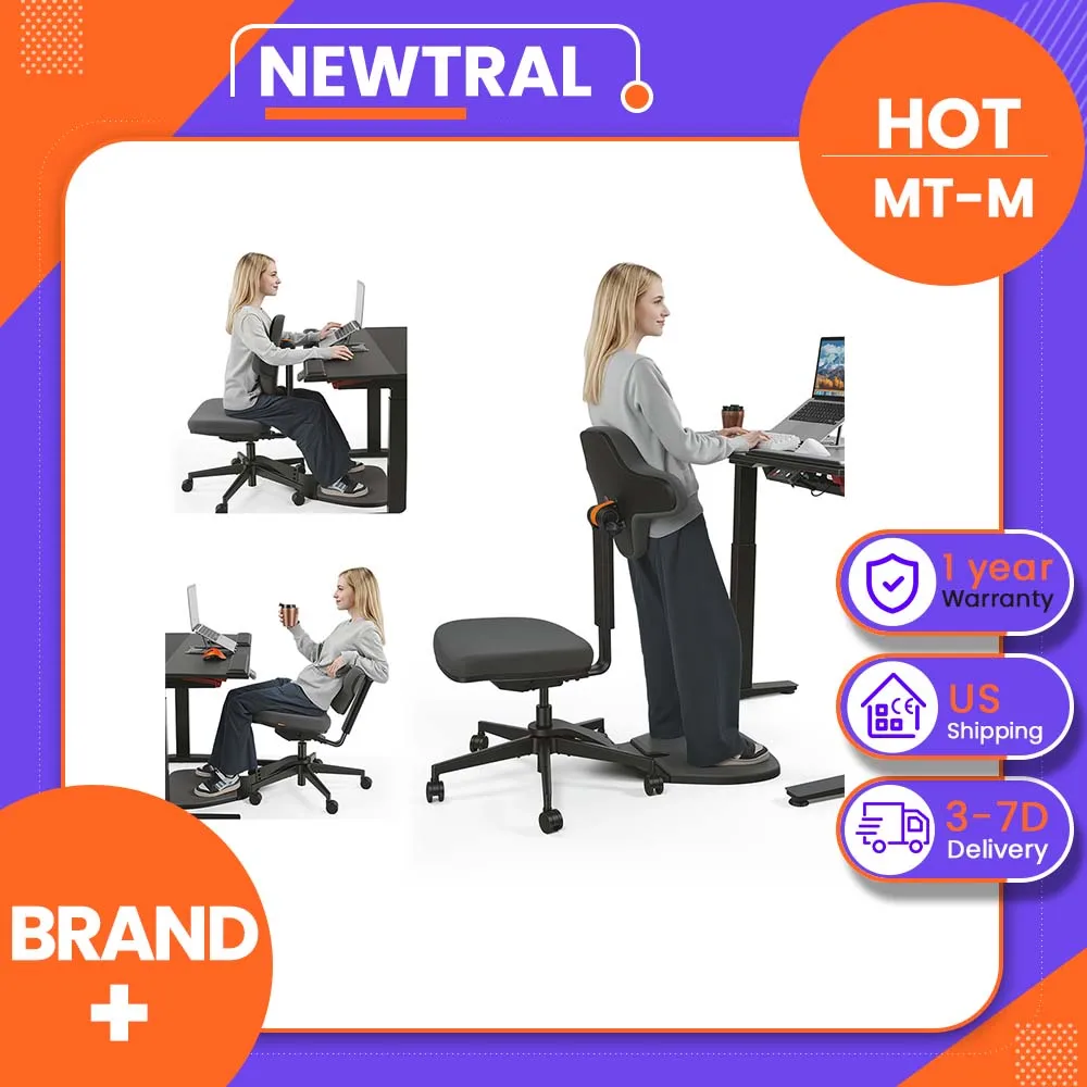 NEWTRAL MT-M 5-in-1 Adaptive Ergonomic Chair, 167° Dynamic Flip Backrest, Adjustable Lumbar & Seat, Integrated Knee Support, High-Density Cushion, Multi-Position Sit-Stand Perching Chair, Supports Up to 330 lbs