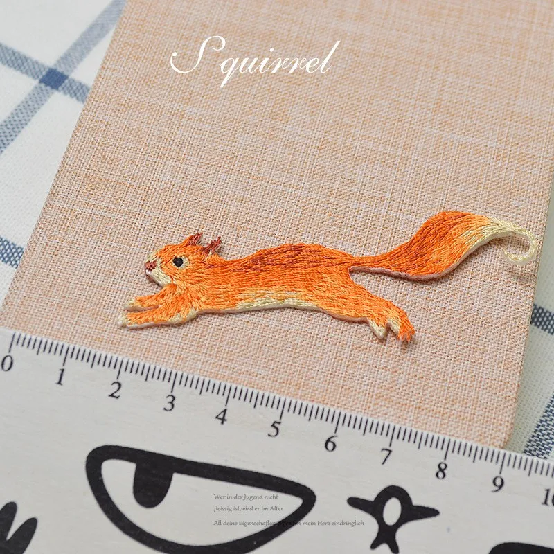 Patches for Clothing Cute Sewing Embroidered DIY Sticker Badge Squirrel Iron-On Jeans T-Shirt Bags Colorful Small Chinese