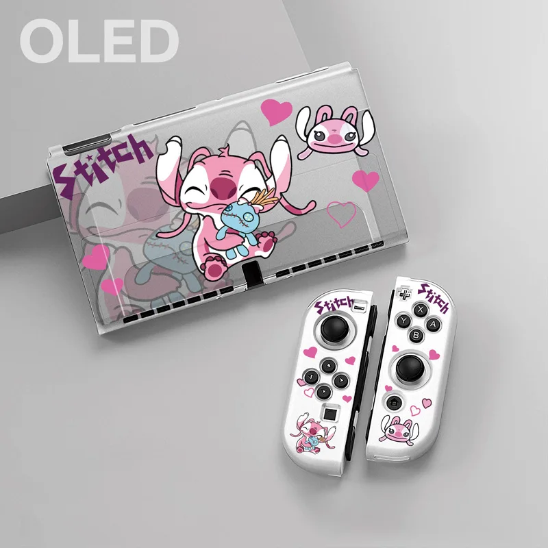 مناسبة لحافظة SWITCH OLED Stitch Mickey الواقية، غلاف ناعم مطلي بالألوان OLED من النوع المنفصل، غلاف ألوان بلوري من مادة TPU