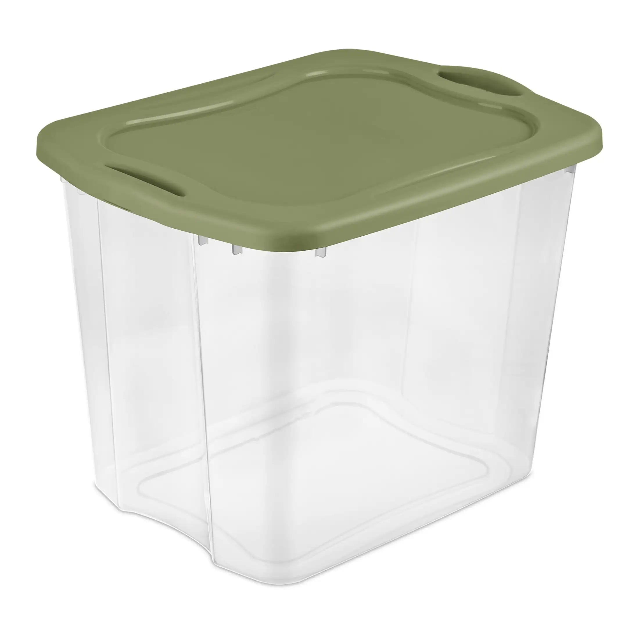 95 Quart Ez Carry, Clear Plastic Storage Bin, Full-Grip Handles, Green