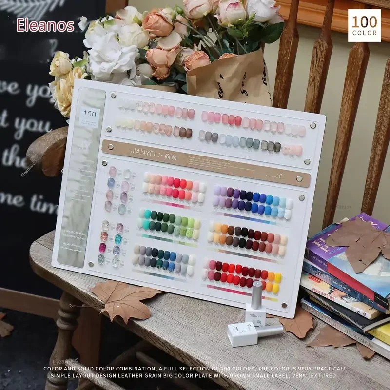 Eleanuos 100pcs Nail Gel Polish Set With Display Card Glitter Gel Soak Off Jelly Varnishes Soak Off UV LED Nail Art Gel Kit 15ml