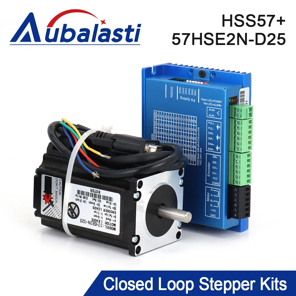 Aubalasti JSS Nema23 2N.m Kits de Motor Paso a Paso de Bucle Cerrado con Eje de 8mm 4.2A HSS57+57HSE2N-D25 para Máquina de Grabado CNC
