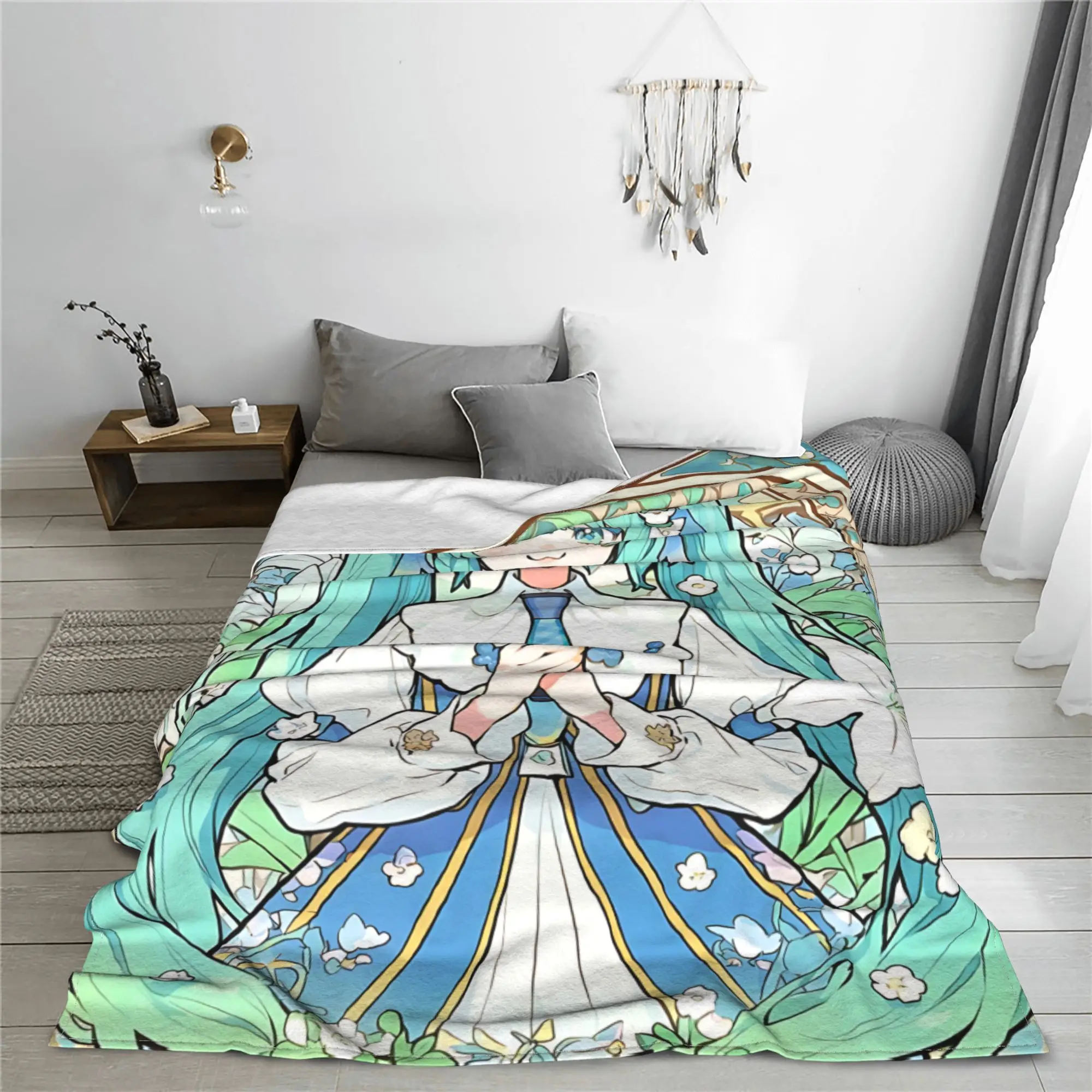 1PC home Cutecore Room Decor Hatsune Mikus Blanket Throw Blanket  Novelty Warm Blanket All Season
