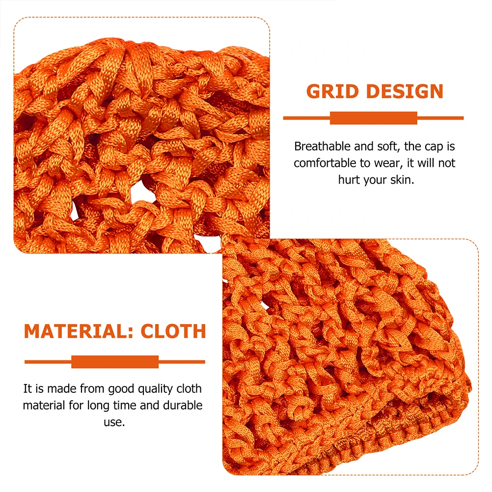 

5pcs Crochet Sleep Hats Mesh Hair Nets Black Red Orange Gray Blue Large Size No Slip Stay In Place Easy Wear Stretchy Fabric