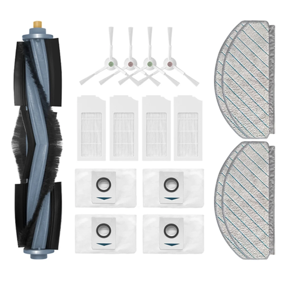 17PCS for Ecovacs T10 / T10 Plus /X1 Plus Robot Vacuum Cleaner Replacement Part Main Side Brush Filter Dust Bag Mop Rag_A66K