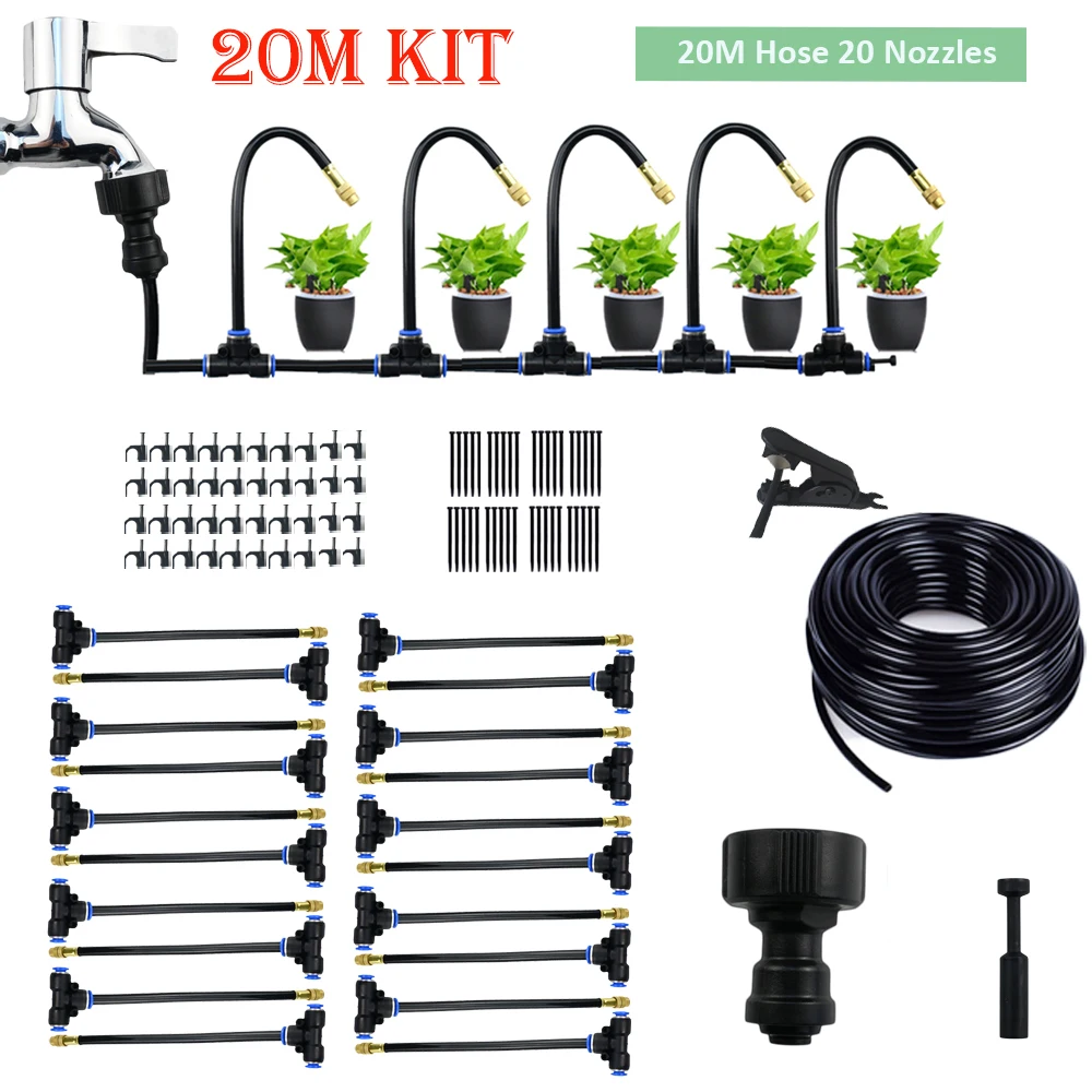 Kit spray universale con flessione libera fai-da-te per serra, giardino, fiori, piante, irrigazione, irrigazione, patio, nebulizzazione,