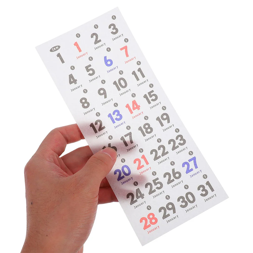 

5 Sets Peel Stick Date Stickers Washi Paper Calendar Label Sheets Planner Number Labels for Notebook Journals Office