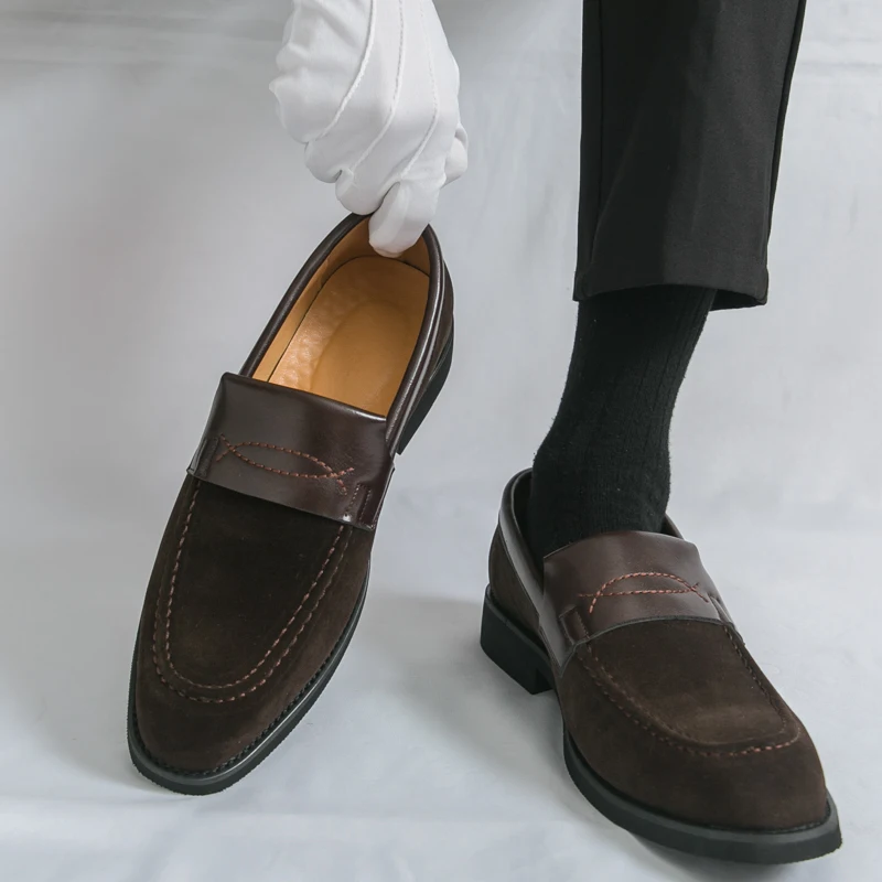 

Модная мужская кожаная обувь в итальянском стиле для бизнеса и офиса, качественные мягкие лоферы, уличная противоскользящая износостойкая мужская обувь для вождения