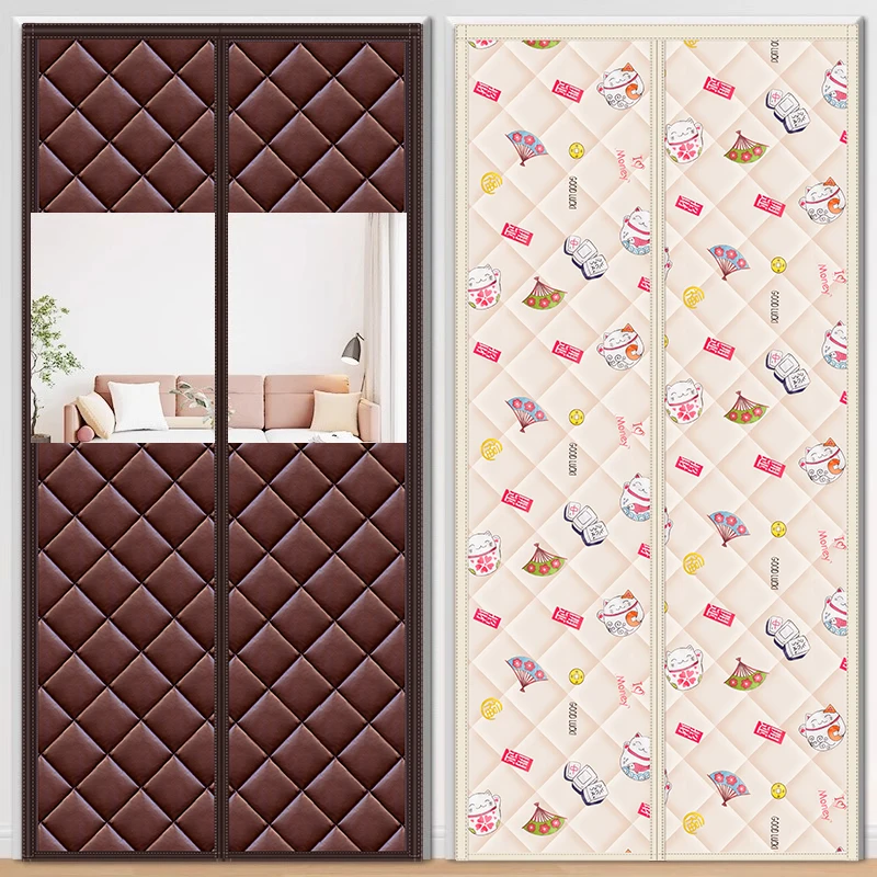 

Thiened Хлопковая дверная занавеска Зимняя домашняя изоляция кондиционера Звукоизоляционная ветрозащитная самопоглощающая перегородка