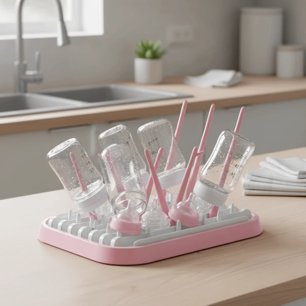 

Foldable Baby Bottle Drying Rack Sturdy Portable Bottle Cleaning Dryer Plastic Detachable Drain Storage Rack
