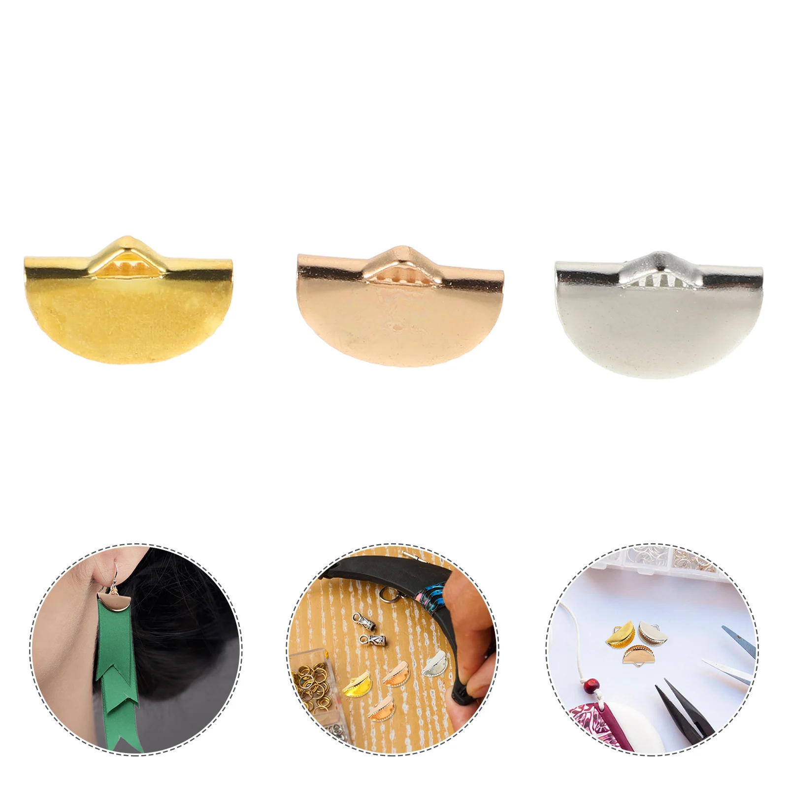 

150 Pcs Fastener Tassel Clip Jewelry Crimp Ends for Making Metal Connector Charms