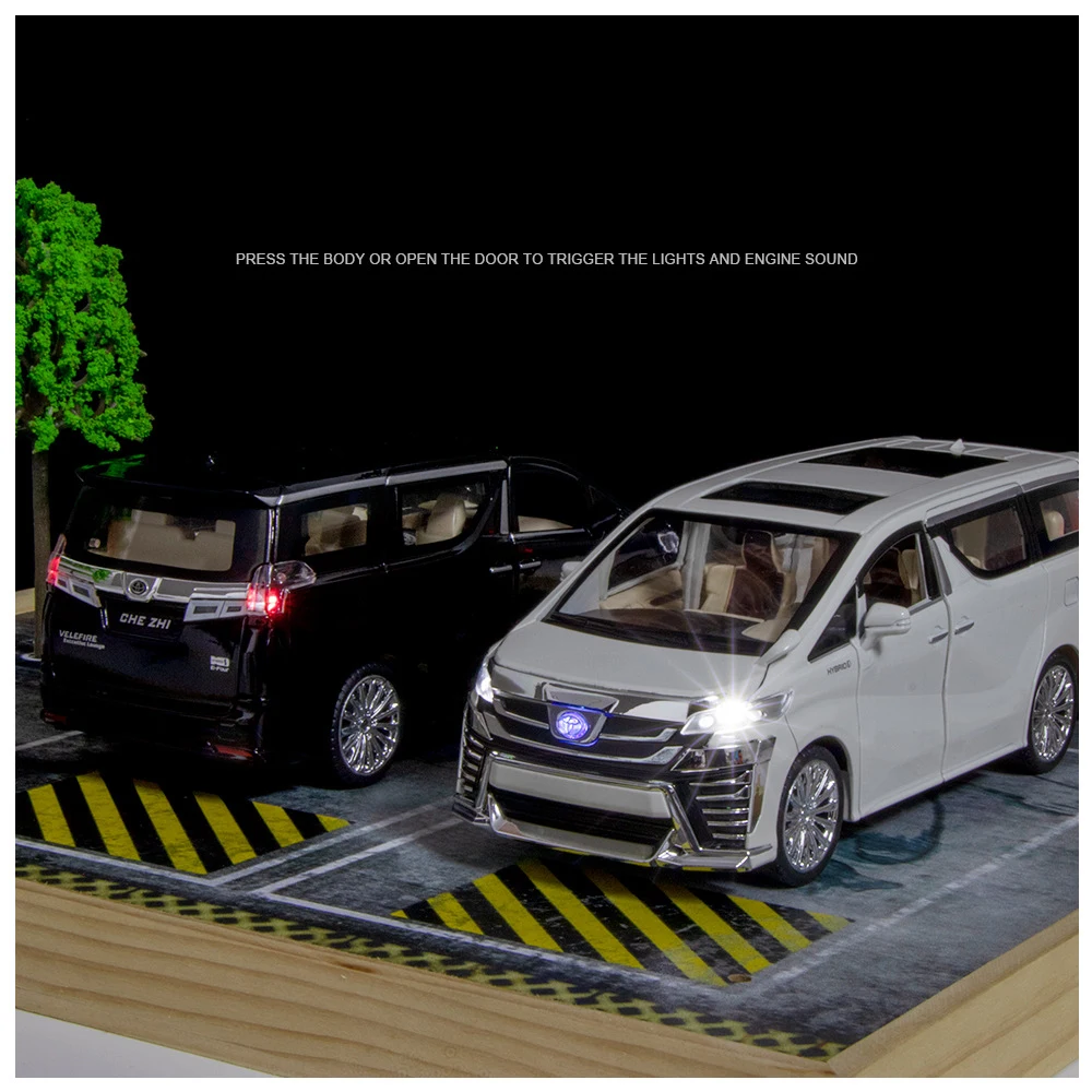 1:24 Toyota Vellfire MPV Van Alloy Diecasts & Toy Vehicles Metal Toy Car Model Sound and light Collection Toy