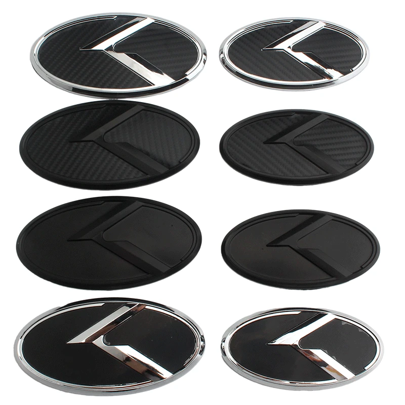 1 SET(7 Pcs) K Logo 3D Emblem Front Grille Trunk + Steering Wheel + Wheel Center Caps Sticker Badge for OPTIMA K5 Forte Koup