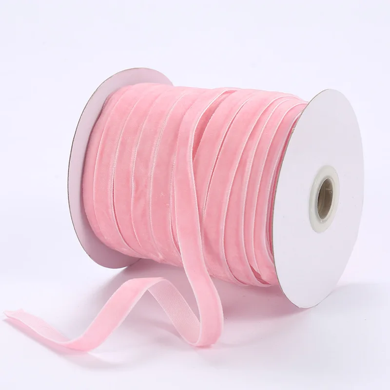 Neu (50 Yards/Rolle) 10mm Samtband Hochzeit Party Geschenkverpackung Dekoration Handgemachte Haarspange Haaraccessoires Schleife DIY-Band – Detail 12