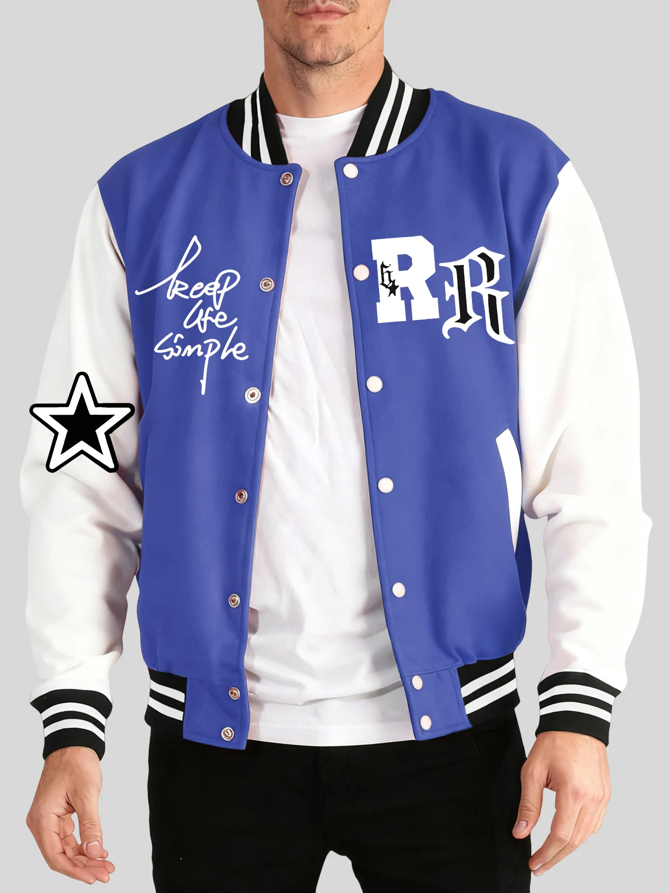 

Keep Life Simple Pattern Casual Vintage Mens Baseball Jersey Autumn Winter Clothing Street Sports Jackets Warm Fashion Clothes