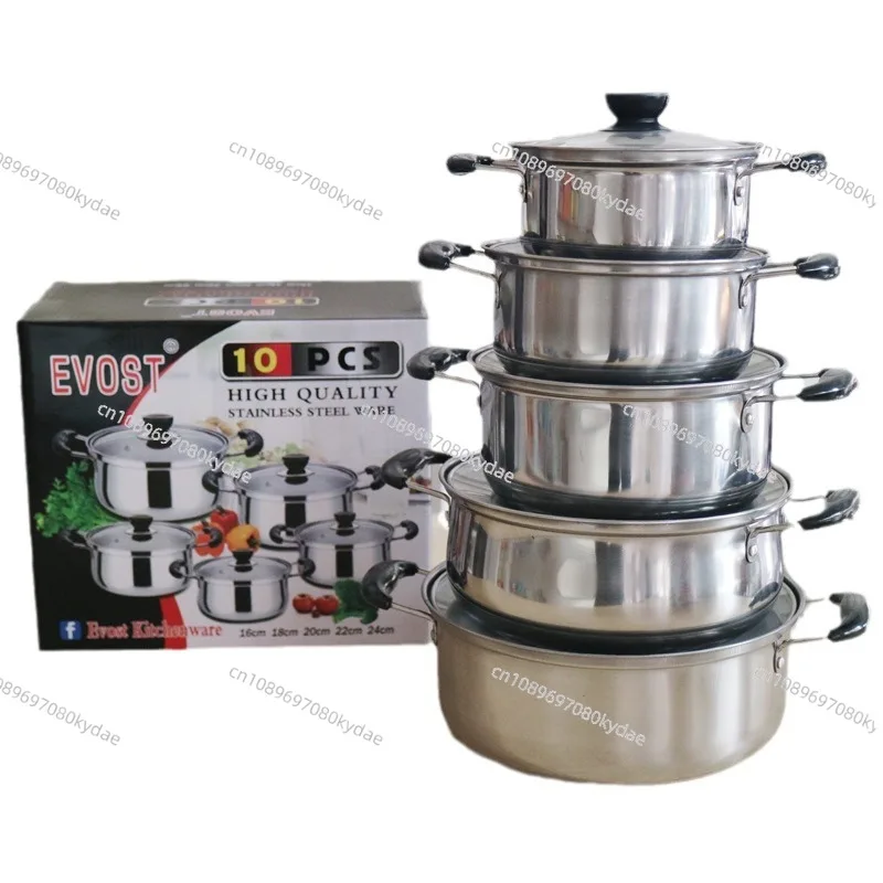 Stainless Steel 10-piece Pot Wire Handle Milk Pot Stainless Steel Soup Pot Steamer Gift