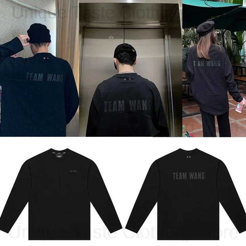

‌Jackson Wang Same T Shirt TEAM WANG Letter Print High Quality Version Cotton Autumn Long Sleeve Tee Tops Kpop Men Women T-shirt