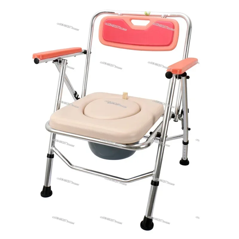 Foldable, Aluminum Alloy Elderly Toilet Chair, Pregnant Women Reinforced Non-slip Toilet Bath Chair