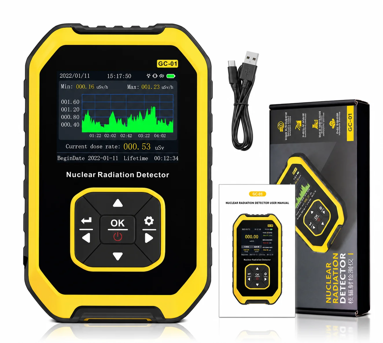 Test Meter Geiger Counter Geiger Counter β γ X Ray Real Time Monitoring Digital Radioactive Detection Meter