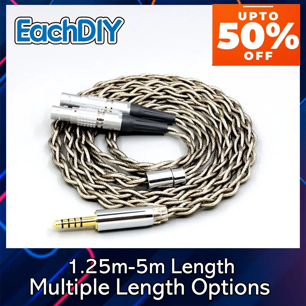 Focal Utopia Fidelity Circumaural 헤드폰 7951 용 99% 순수 실버 그래핀 실버 도금 쉴드 이어폰 케이블