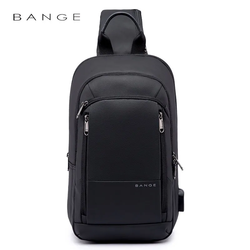 BANGE Multi-function Crossbody Bag Men USB Charging Port Messengers Pack Waterproof Shoulder Bags Business Chest Bag