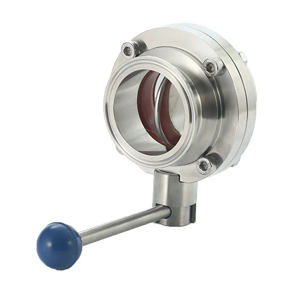 Stainless Steel Sanitary Butterfly Valve Quick Release Manual Butt-clamp Butterfly Valve Single-Acting Food Machinery Equipment