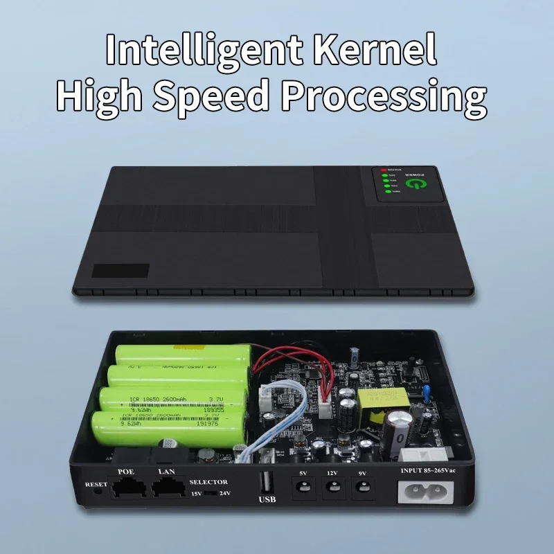 Mini-USV-Unterbrechungsfreie Stromversorgung 10400 mAh Lithium-Ionen-Backup-Batterie mit DC 12 V/9 V/5 V Ausgang für WLAN-Router