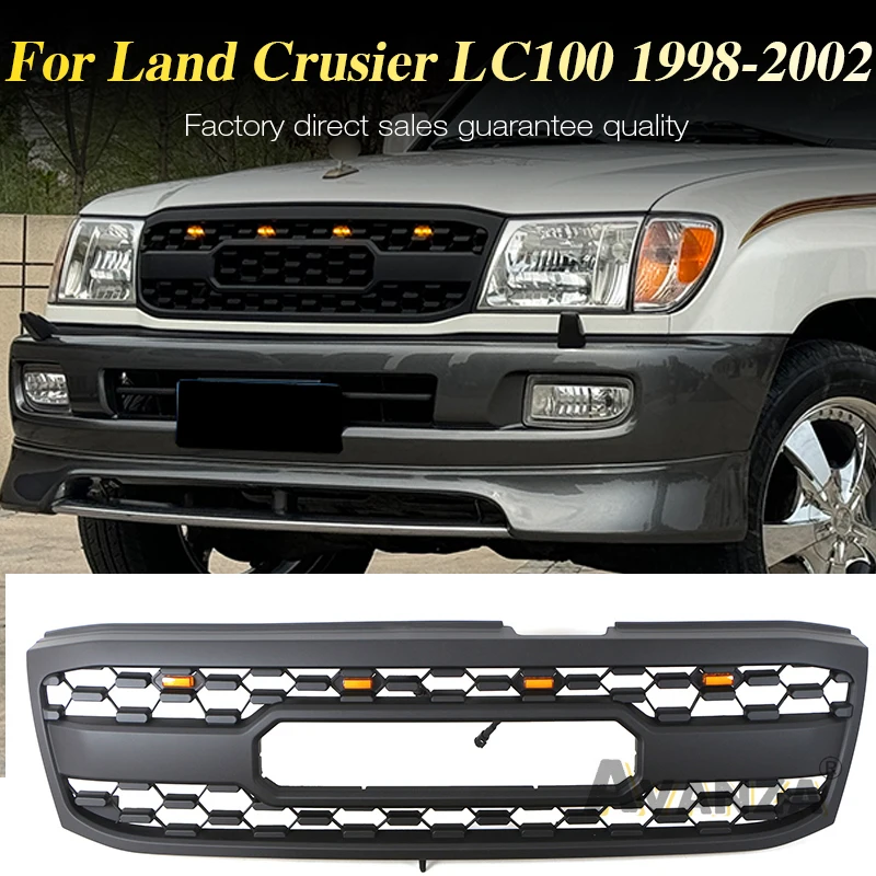 

Front Grille With Light Auto Parts Racing Grill TRD Style Fits For Toyota Land Crusier LC100 FJ100 1998-2002