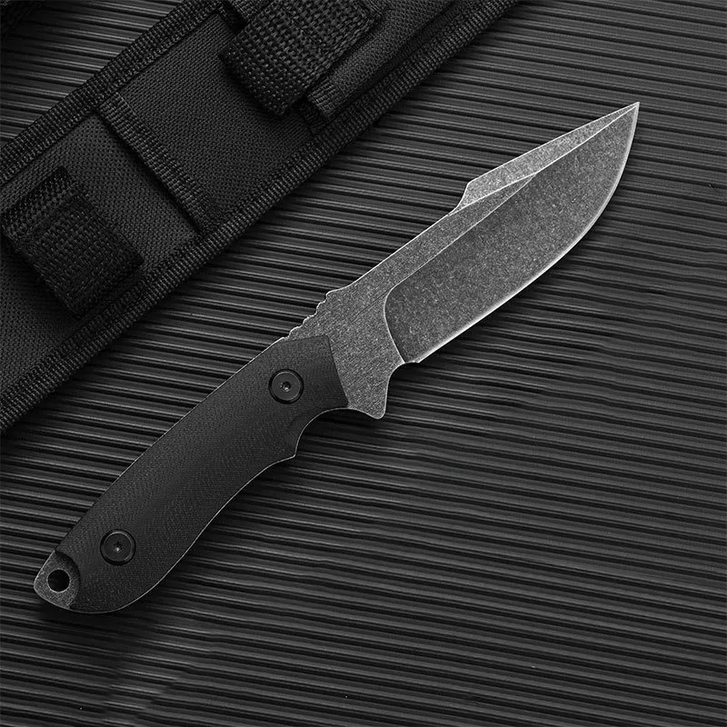 High Carbon Steel Stone Washed Fixed Blades Knife G10 Handle Portable Hunting Knives Tactical Survival Knife For Camping