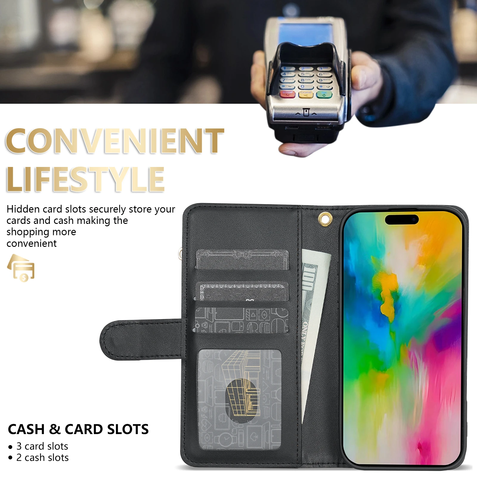 Wallet Small Fragrance Zipper Card Slot Magnetic Flip Leather Case For iPhone 18 Pro Max 17e Air 16 Plus 15 14 13 Mini Cover view 3
