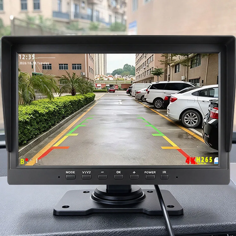 2CH Backup Camera Rear View 10-inch Monitor CVBS AHD720P/1080P Video Recording for 12V/24V Truck/Trailer/Pickups/RV/Lorry/Van
