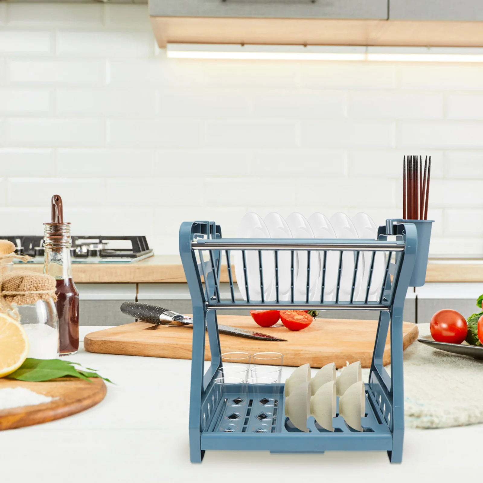 

1pc Double-Layer Bowl Rack Storage Shelf Modern Space-Saving Design Easy Assembly Premium Material Sink