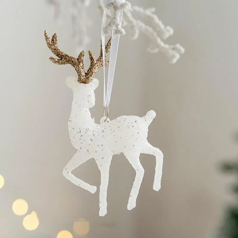 1 pz albero di natale alce decorazione casa festa di natale cervo bianco ciondolo ornamento di nozze regalo per bambini ornamento di decorazioni di natale