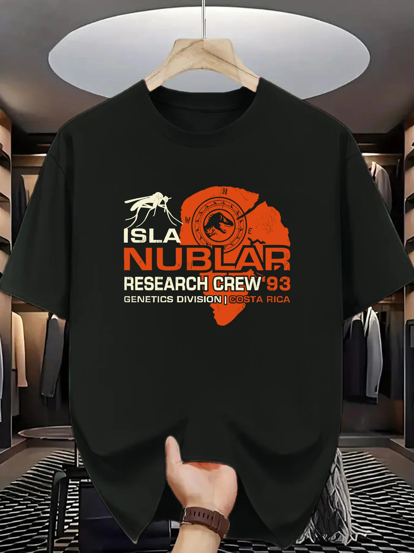 Funny ISLA Nublar Research Crew '93 T-Shirt 100% Cotton O-Neck Short Sleeve Summer Casual Mens T-shirt Streetwear