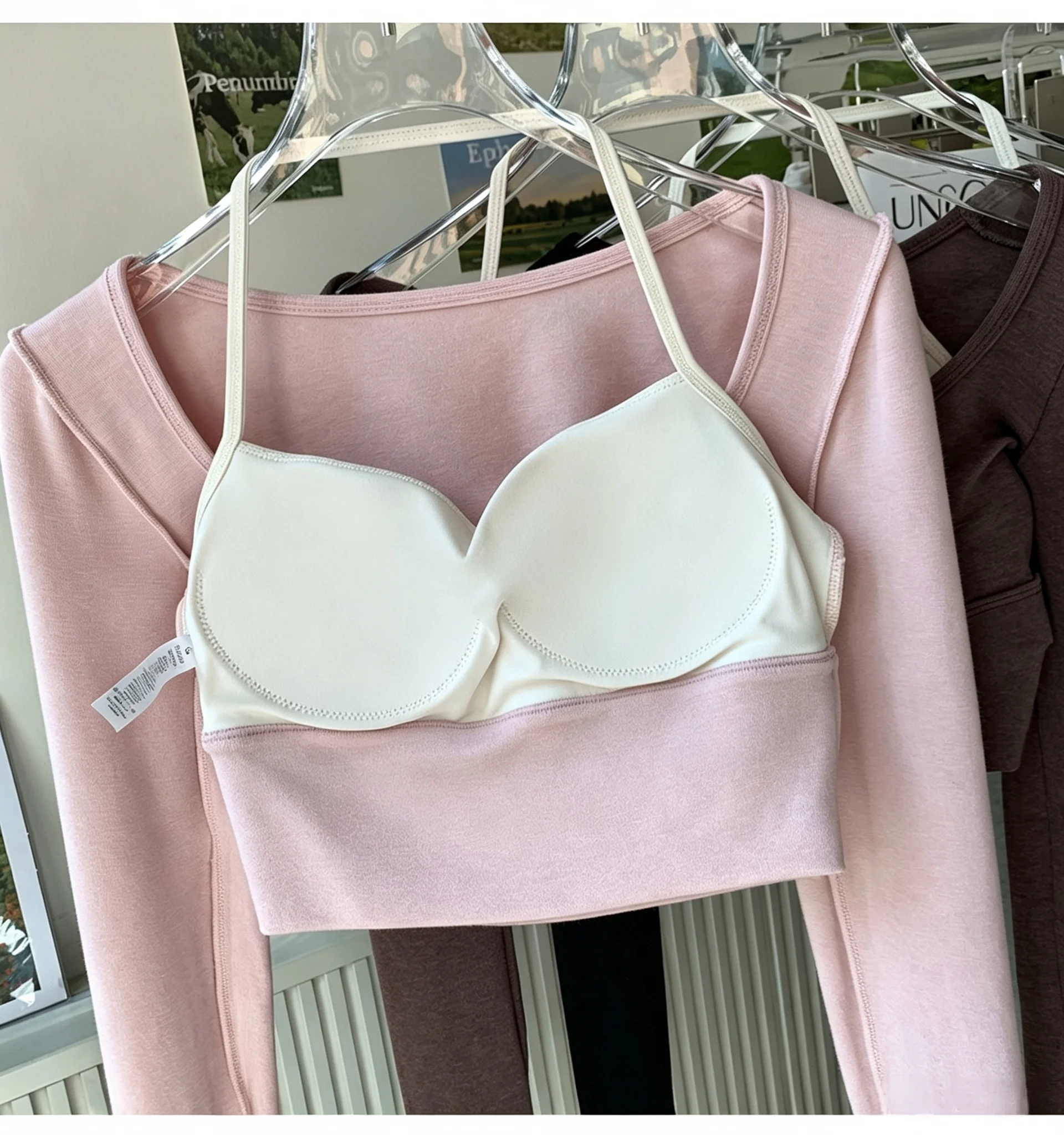 Damen Langarm-Yoga-Shirts Fitness-Brustpolster Sport-Top Kurz Elegante Tanz-Yoga-Kleidung Gym-Pilates-Tops – Detail 5