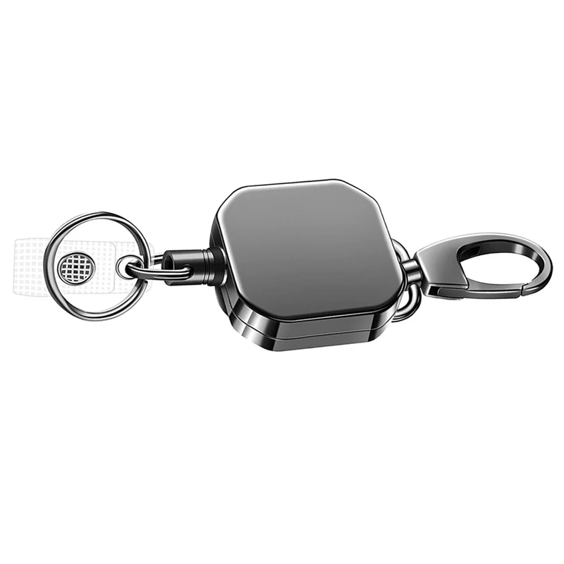 

3X Heavy Duty Metal Retractable Carabiner Keychain Belt Badge Reels Clip 28.3Inch Reinforced Steel Wire Cord