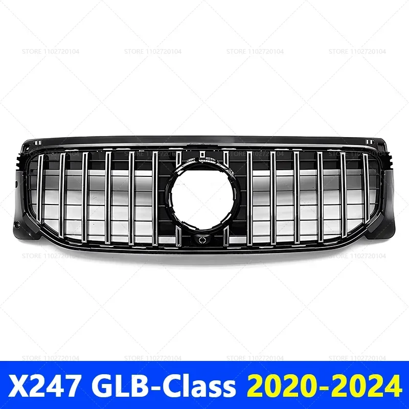 for 2020-2024 X247 GLB-Class Mercedes Benz GLB180 GLB200 GLB250 GT Style Silver Black Upper Bumper Hood Mesh Front Grill Grille