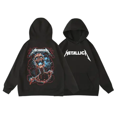 Sweat à capuche imprimé Rare Metallica Band, style rétro, pour hommes et femmes, à porter en automne et en hiver