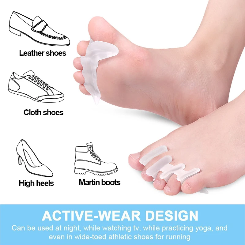 Pexmen 2Pcs Gel Toe Separator Protector Bunion Corrector Restore Toes to Their Original Shape for Men and Women Foot Care Tool