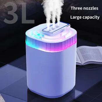 3L Ultrasonic Air Humidifier Cool Mist Humidifier with Night Light and Three Nozzles…