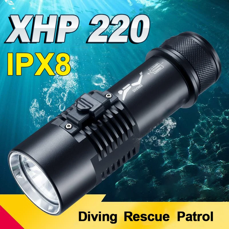 

Powerful LED Diving Flashlight XHP220 Super Bright Underwater Lantern Diving 600M Professional Scuba Lamp Waterproof For Hunting