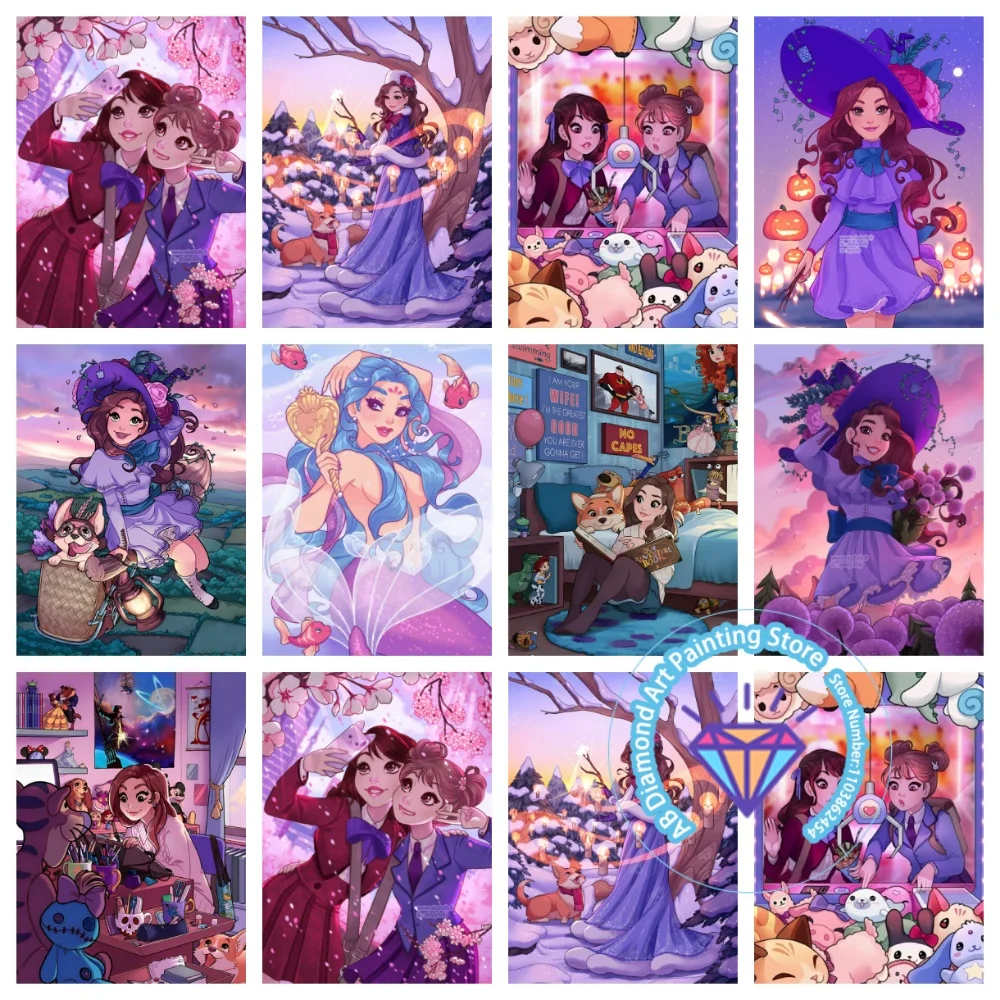 

Magical Girl Fairy Witch AB Diamond Painting Kit Square Round Diamond 5D DIY Mosaic Handmade Art Unique Gift Crafts Home Decor