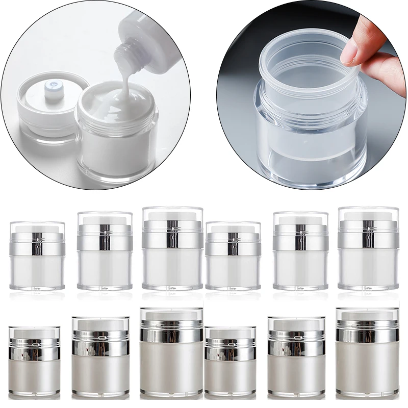 

5Pcs 15/30/50/100ML Dispensing Bottle Vacuum Design Cream Bottle Refillable Press Moisturizer Pump Dispenser Airless Pump Jar