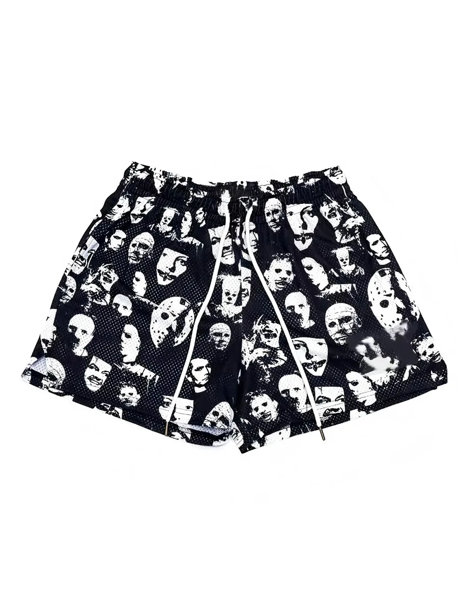 

Новинка, шорты с персонажами фильма, мужские сетчатые шорты с графическим принтом, повседневные шорты для тренировок, баскетбола, бега