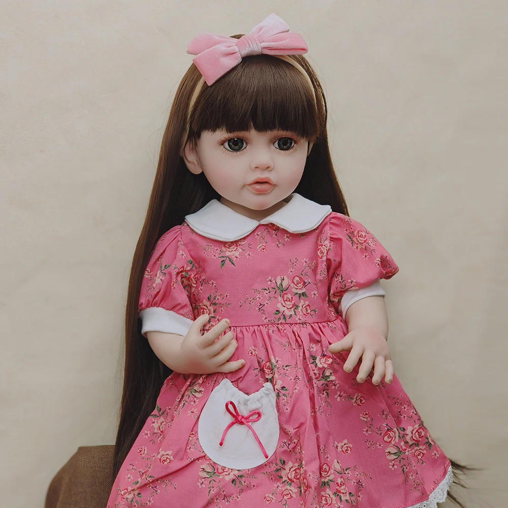 Reborn Toddler Girl Doll Betty 22inch Soft Silicone Full body Vinyl lifelike Newborn Baby Wig Hair Gifts for Children