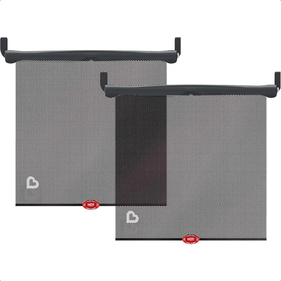 

Brica Sun Safety Car Window Shade with Heat Alert Helps Block UVA UVB Rays 2 Pack Black