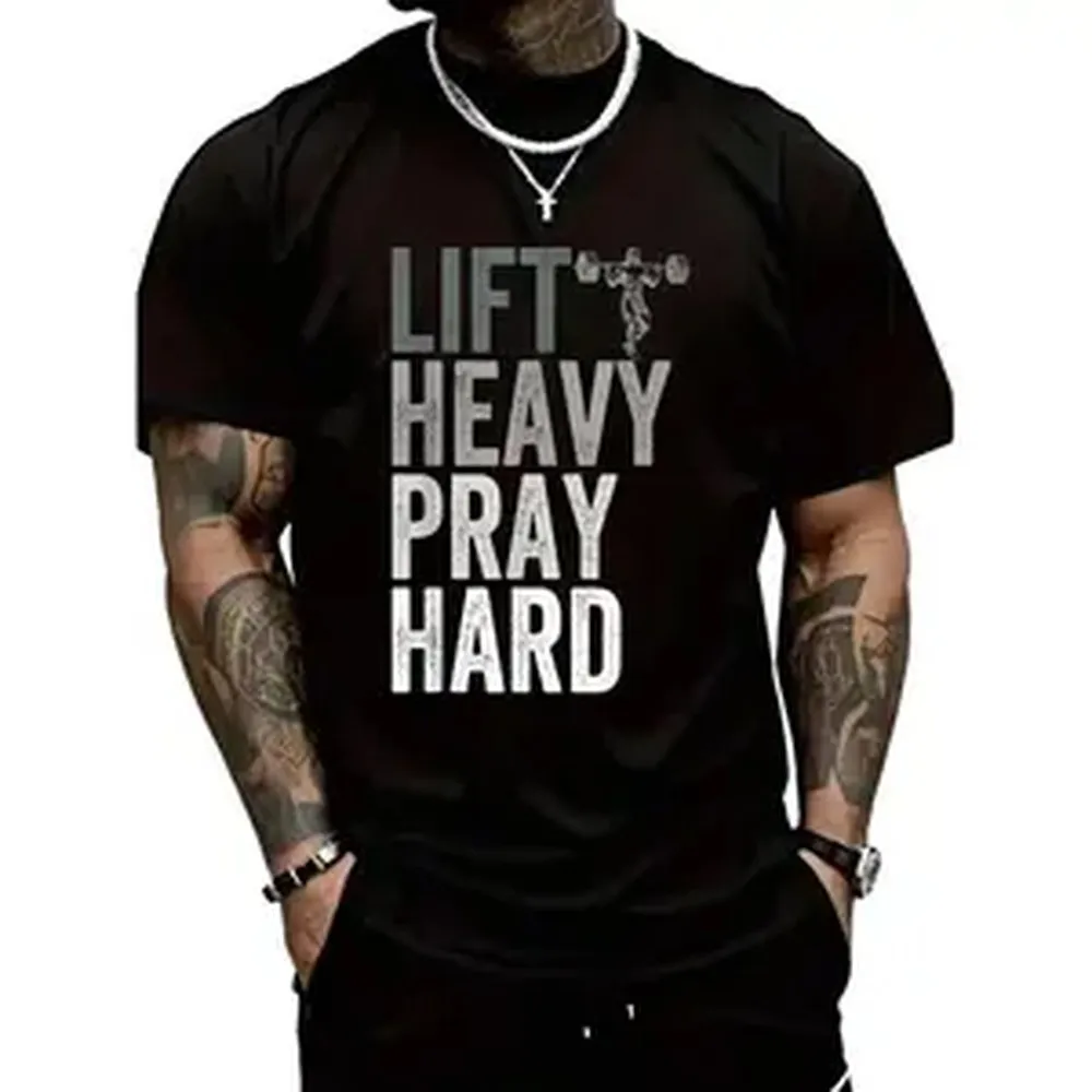 Camiseta de algodón con diseño de Jesús para hombre, para levantar pesas y rezar con firmeza, regalo del Día de San Valentín.